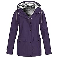 Windbreaker Jacket Women Trench Coats Outdoor Waterproof and Windproof Raincoat (A-Purple, M)