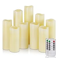 Flameless Candles Battery Operated LED Pillar Candles, Fake Candles, Electric Candles, Remote and Timer, Real Wax, Ivory, 4
