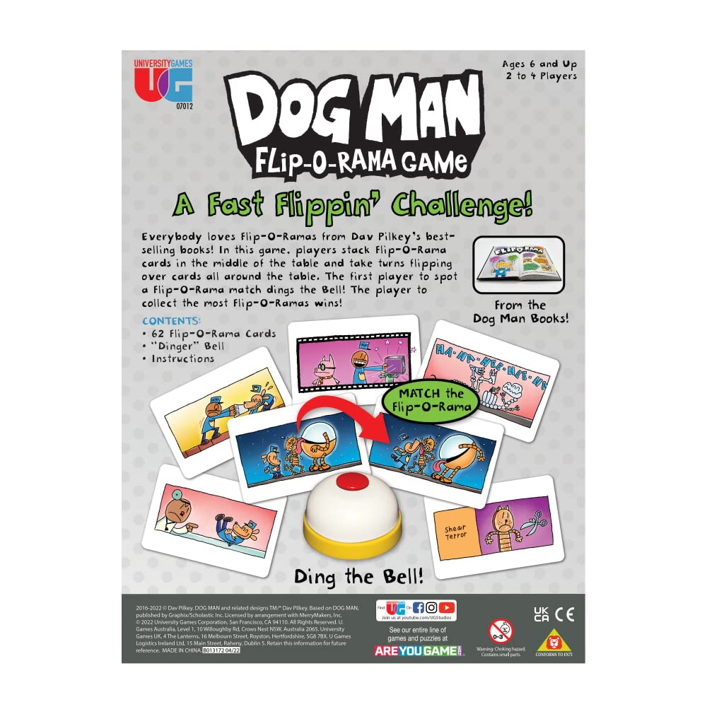 University Games | Dog Man Flip-o-Rama Card Matching Game, Based on The Dog Man Books Series, for 2 or More Players Ages 6 and Up