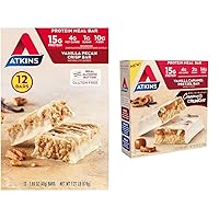 Atkins Vanilla Pecan Crisp Protein Meal Bar 12 Count & Vanilla Caramel Pretzel Protein Meal Bar 5 Count Bundle