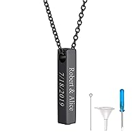 Personalized Urn Necklaces for Ashes Vertical Bar/Moon Cat/Sand Clock/Dog Claw Pendant Stainless Steel/18K Gold Plated/Black Waterproof Keepsake Cremation Jewelry with Funnel, with Gift Box