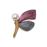 Pearl Butterfly Brooch Pin Gorgeous 12mm White Freshwater Pearl Brooches for Women