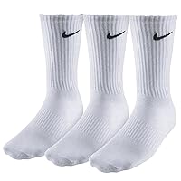 Mens NIKE 3 pair pack white cotton cushioned sport socks, Shoe 8-11, White
