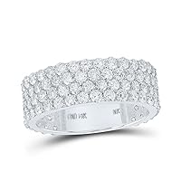 The Diamond Deal 14kt White Gold Mens Round Diamond 4-Row Pave Band Ring 4-1/4 Cttw