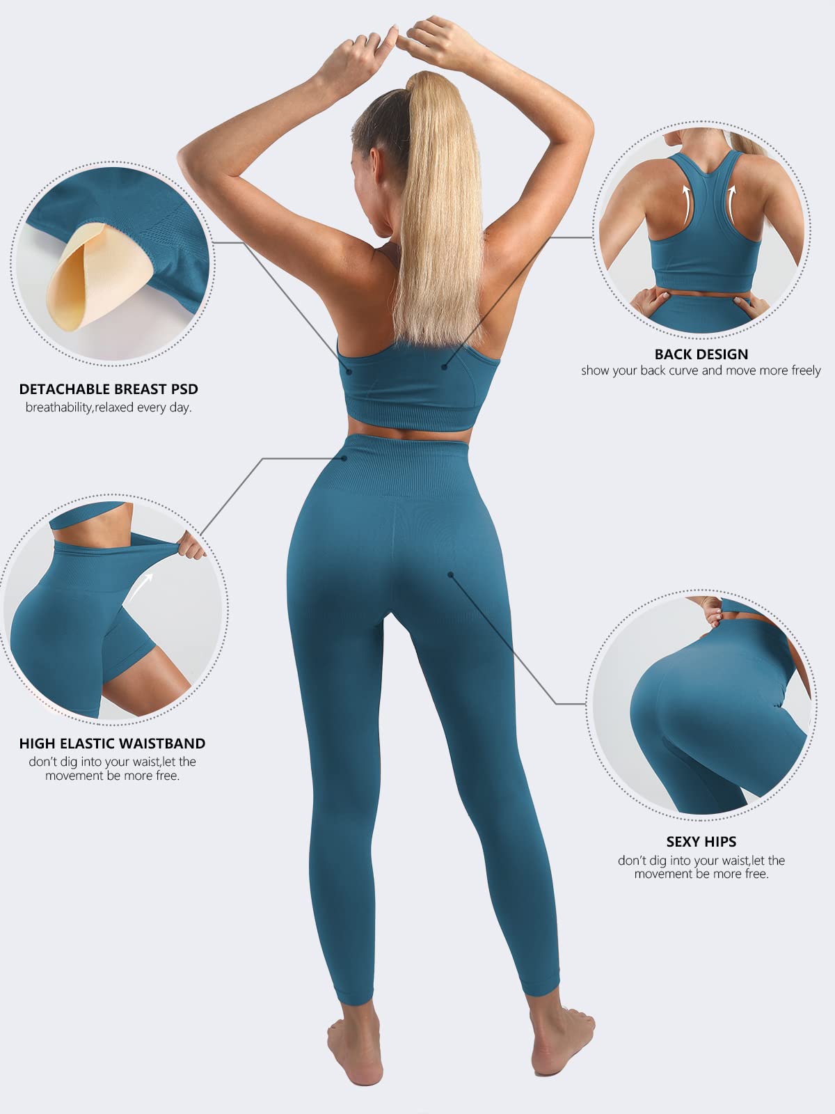 Lingdu Women’s Yoga Outfits 2 piece Set Workout Tracksuits Sports Bra High Waist Legging Active Wear Athletic Clothing Set