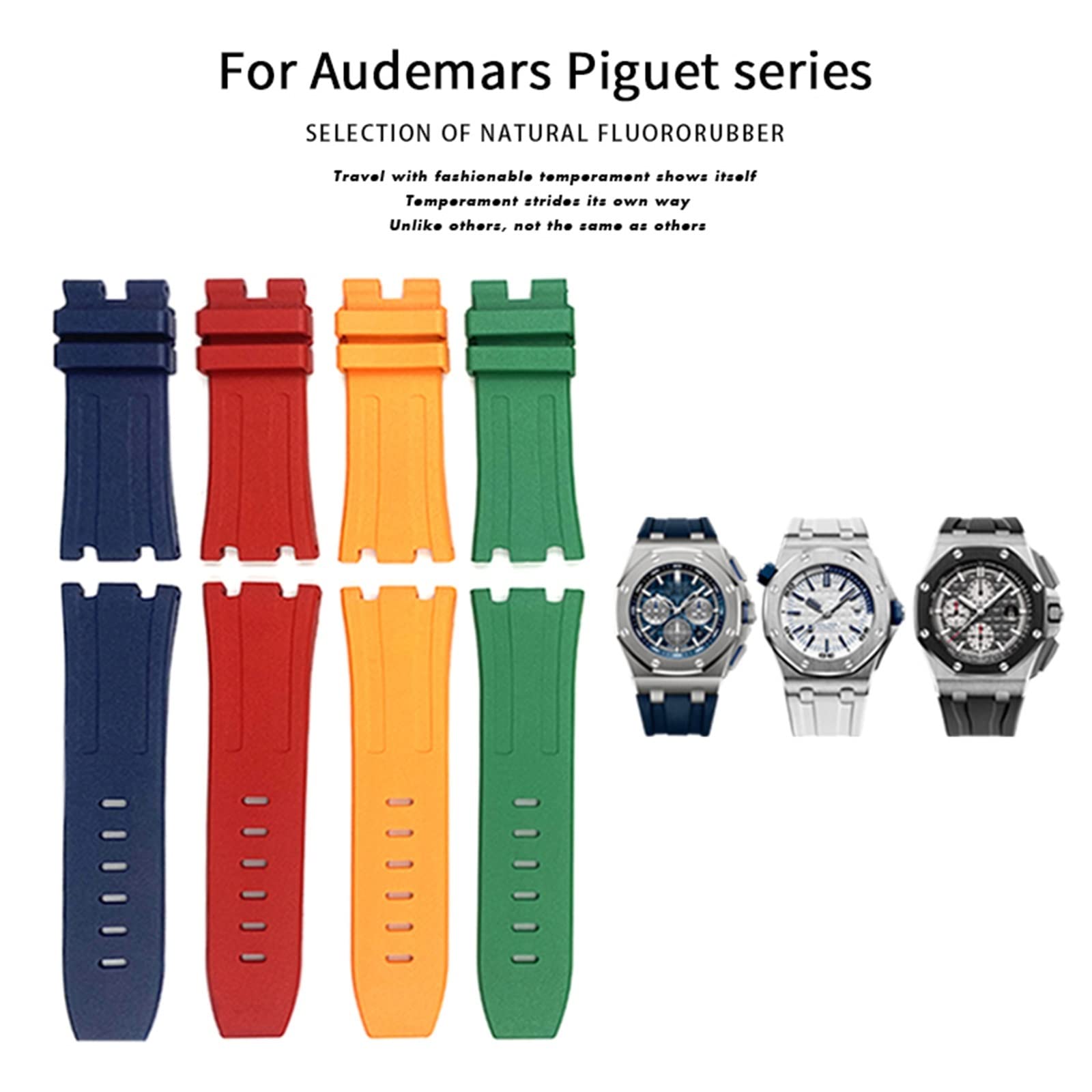 FULNES Soft FKM Fluoro Rubber Watchband 28mm For AP Strap Audemars Piguet ROYAL OAK OFFSHORE Diving Waterproof Sports Watch Band