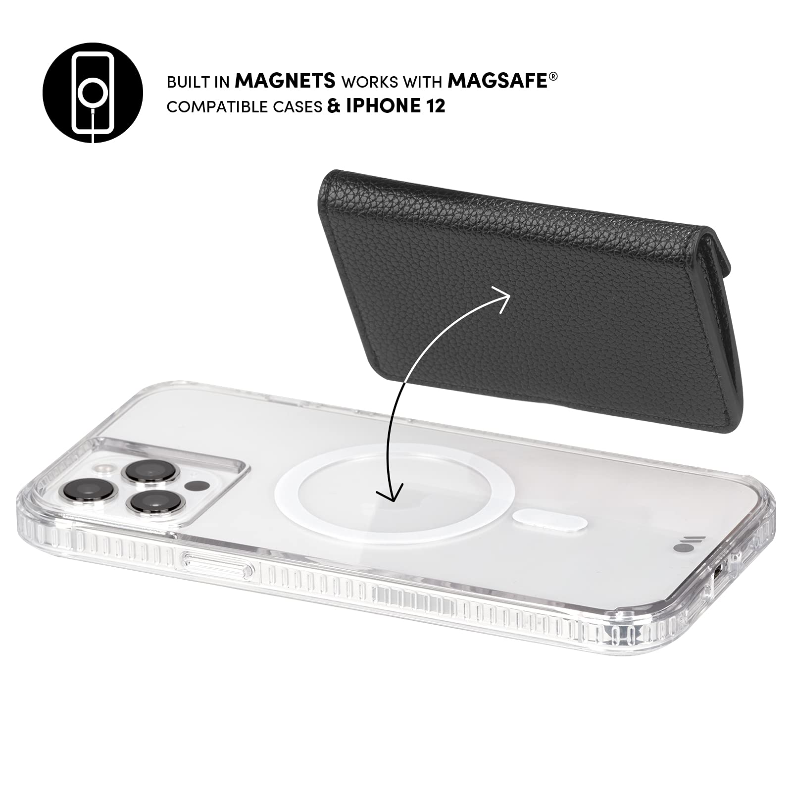 Case-Mate - MAGNETIC POCKET - Magnetic Wallet Card Holder - Designed for MagSafe Compatible iPhones and Cases - Black