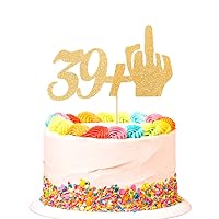 Funny 39 + 1 Birthday Cake Topper, Happy 40th Birthday Cake Toppers, Forty Party Decorations, Gold Glitter