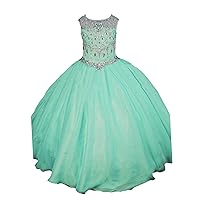 Princess Girls Beaded Jewel Ball Gowns Flower Girl Pageant Dresses