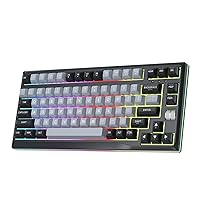Mechanical Gaming Keyboard, Wireless RGB Backlit 75% Computer Keyboard, Clicky Blue Switch Hot Swappable, PBT Keycaps, NKRO Anti-Ghost, Bluetooth 5.0 & 2.4GHz, Compatible with PC Laptop iPad, Black