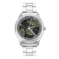 Golden Ginko Leaf Men's Bracelet Watch Business Dress Quartz Watches Wrist Watch for Women Gift