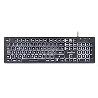 Perixx PERIBOARD-317ES ES un teclado con Cable y retroiluminado LED, Letras impresas en Grande con iluminación Blanca, Teclado Full Size, QWERTY Español