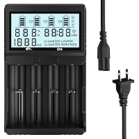 IMREN 18650 Battery Charger, 1000mA *4PCS 21700 Fast Battery Charger with Discharge & Testing Function Suit for 18650 18500 20700 26650 1.2V Ni-MH/Ni-CD LiFePO4 Battery - with Automatic LCD Display