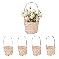 Mini Woven Baskets with Handle 5PCS Flower Girl Baskets Bamboo Storage Baskets for Hanging Decoration Wedding Party Decor Party Favors S 8x6x17cm
