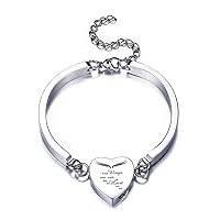 MeMeDIY Heart Urn Bracelet Cremation Jewelry For Women Custom Photo/Name Stainless Steel Ashes Holder Memorial Cuff Keepsake