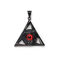 Hip Hop Mens Retro Stainless Steel Vintage Evil Eye Protection Hands Triangle Pendant Necklace Illuminati Egyptian Eye of Horus Ra Necklace, 24 inch Chain