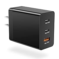 65W USB C Charger, 3-Port GaN Fast Charger Block, USB C Wall Charger Brick, Type C Charging Station, Multiport Power Adapter Plug Compatible for iPhone 15 14 13, iPad Pro S23 MacBook Pro Laptop