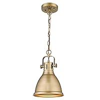 Emliviar 1-Light Farmhouse Pendant Light, Industrial Metal Hanging Light Fixture 8 inch, Antique Gold Finish, 4054M AG