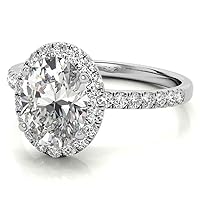 1 CT Oval Cut Colorless Moissanite Engagement Ring, Wedding Bridal Ring, Eternity Solid 10K White Gold Diamond Solitaire 4-Prong Perfect Rings for Her