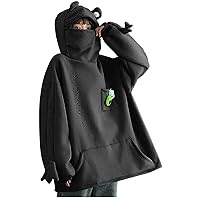 tuduoms Cute Hoodies for Teen Girls Novelty Frog Hoodie Pullover Junior Comfy Soft Zipper Mouth Hooded Sweatshirt & Pocket