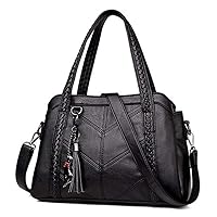 CBUJHXQ Wallet Women Tassel Luxury Handbag Women Bag Shoulder Bag For Main Brand Leather Crossbody Bag Fashion Women Bag (Color : Black)