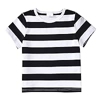 Girls Striped Blouse Girl's Tops Short Sleeve Scoop Neck T-Shirts Crewneck Shirt Baby Boy Girl Clothes