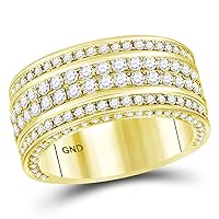 The Diamond Deal 14kt Yellow Gold Mens Round Diamond Luxury Lined Band Ring 2-3/4 Cttw