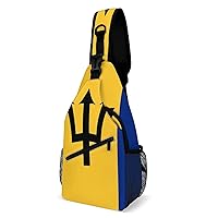 Barbados Flag Sling Bag Full Print Crossbody Backpack Shoulder Bag Lightweight One Strap Travel Hiking Daypack
