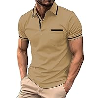 Men's Athletic Fit Polo Shirts Short Sleeve Button Down Golf Shirts Casual Slim Sports Workout Running Fitness Shirts