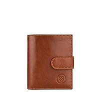 Maxwell Scott - Mens Compact Luxury Leather Mens Small Wallet with Button Fastener - Made in Italy - The Pietre Chestnut Tan