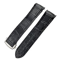 19mm 20mm Nylon Rubber Watchband 21mm 22mm for Omega Seamaster 300 AT150 Speedmaster 8900 PlanetOcean Seiko Leather Strap (Color : Black Leather Black, Size : 19mm)