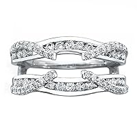Round Cut D/VVS1 Diamond Engagement Solitaire Enhancer Guard Wrap Jacket Ring For Women's 14K White Gold Plated 925 Sterling Sliver