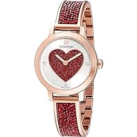 Swarovski 5483519 Silver/Red Heart Dial Red Cosmic Rock Crystal Stainless Steel Bracelet Ladies 29mm Watch, Red, Modern