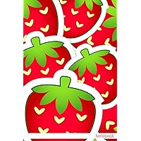 Notebook: Strawberry Notebook Journal For Teens and Adults | 120 Pages | Grey Lines | Glossy Cover | 6 x 9 In