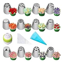 Russian Piping Tips Set, 24pcs Cake Cupcake Decorating Supplies Kit, Icing Nozzles Flowers Shaped, Frosting Bags and Tips Baking Supplies (24pcs Set)