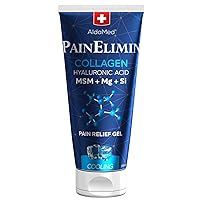 Extra Strong PainElimin Massage Gel with Collagen, Hyaluronic Acid, MSM, Magnesium - Herbal Balm for Body Therapy - Pain Relief in The Musсuloskeletal System - 6.76 fl. oz. Cooling