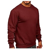 Sweatshirts for Men，Adult Fleece Crewneck Sweatshirt Solid Color Casual Pullover Midweight Long Sleeve Top