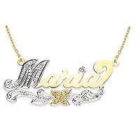 RYLOS Necklaces For Women Gold Necklaces for Women & Men Yellow Gold Plated Silver or Sterling Silver Personalized Diamond & Colorstone Shiny Nameplate Necklace 18MM Special Order, Made to Order