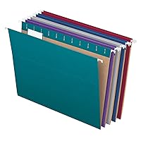 Pendaflex Recycled Hanging File Folders, Letter Size, Assorted Jewel-Tone Colors, Two-Tone for Foolproof Filing, 1/5-Cut Tabs, 25 Per Box (81667)