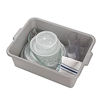 Restaurantware TUB ONLY: RW Clean 20 x 15 x 7 Inch Kitchen Bus Tub 1 Durable Bus Utility Box - Easy-Grip Handles Freezable Gray Plastic Bus Box for Restaurants Or Catering Services