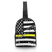 The Thin Yellow Line Flag Sling Backpack Crossbody Shoulder Bag Casual Chest Bag Travel Hiking Daypack