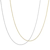 KISPER Silver and Gold Diamond Cut Cable Link Chain Necklace – Thin, Dainty, 925 Sterling Silver Jewelry for Women & Men with Lobster Clasp – Made in Italy, 18