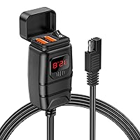 Motorcycle Phone Charger, Quick Charge 3.0 6.8A Dual Port Motorcycle USB Charger with ON/Off Switch, Waterproof Quick Disconnect SAE USB Adapter Motorcycle Accessories for Phone, Tablet