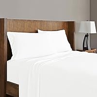 ROYALE LINENS Soft Tees Luxury Cotton Modal Jersey Knit Sheet Set, White, Queen