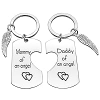 Dabihu Loss Memorial Keychain Daddy Mommy Keychain Set Miscarriage Keepsake Baby Memorial Gift for Men Women Baby Remembrance Jewelry Sympathy Gift for Infant Loss Child Loss