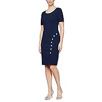 S.L. Fashions Women's Short Sleeve Sheath Night Out Dress Lace and Embellishment