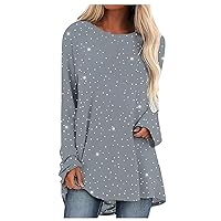 Long Sleeve Shirts for Women Fall Stylish Crew Neck Tops for Women 2023 Trendy Blouses for Women Dressy Casual