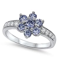 CHOOSE YOUR COLOR Sterling Silver Flower Cluster Ring