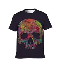Mens T-Shirt Novelty-Graphic Cool-Tees Funny-Vintage Short-Sleeve Hip Hop: Colors Skull Print New Pattern Clothing Women Gift