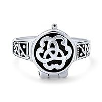 Bling Jewelry Triquetra Irish Celtic Knot Trinity Signet Locket Poison Ring For Women For Men For Teen Oxidized .925 Sterling Silver